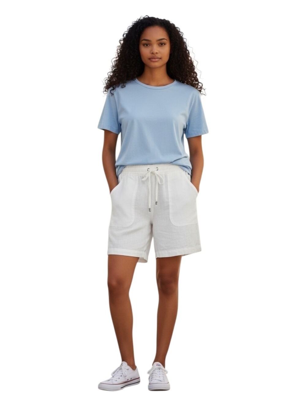 Athleta 100% Linen Bermuda Short Size 12 Drawstring Waist Lightweight